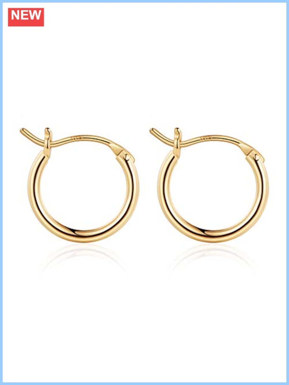 14k Gold Plated Hoop Earrings Hypoallergenic Small Minimalist 13mm Women